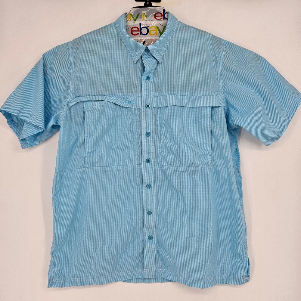 GameGuard Shirt Mens XL Blue Gingham Vented Fishing Short Sleeve Outdoor - Picture 1 of 9